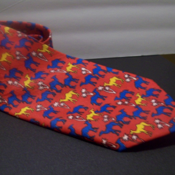 Montage Other - Montage 100% Silk Red with Blue & Yellow Camel Tie